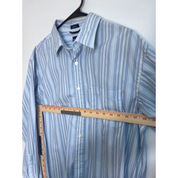 Gap Relaxed Fit Button Down Shirt Mens Medium Blue Striped Long Sleeve - Picture 7 of 8